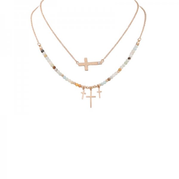 Cross Pendant 2-Piece Necklace Set