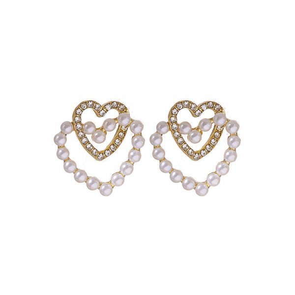 Double love pearl earrings